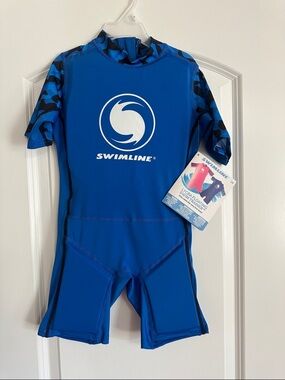 Boys Blue Short Sleeve Rashguard One-Piece